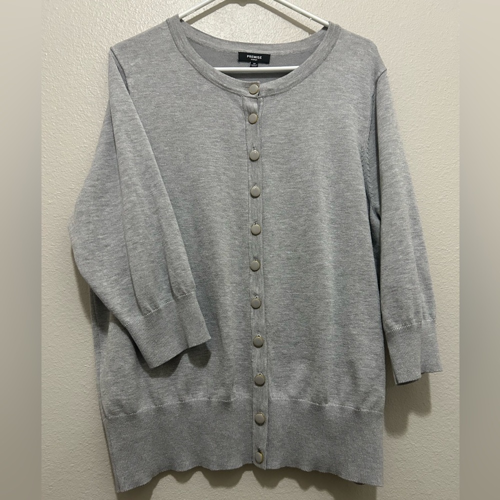 Premise Gray 3/4 Sleeve Cardigan